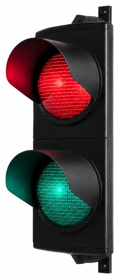 LED semafor s červeným a zeleným svetlom