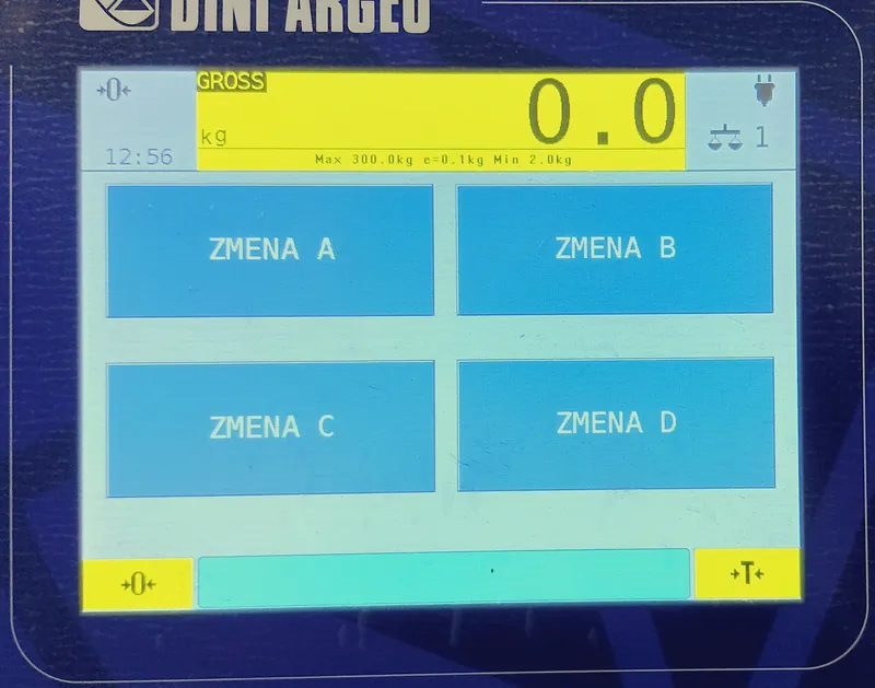 Obrazovka indikátora na výber pracovnej zmeny